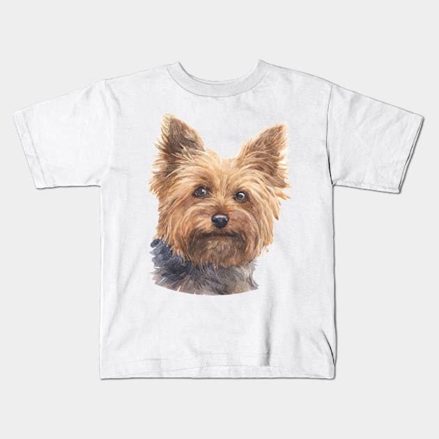 Yorkshire Terrier Watercolor Art Kids T-Shirt by doglovershirts